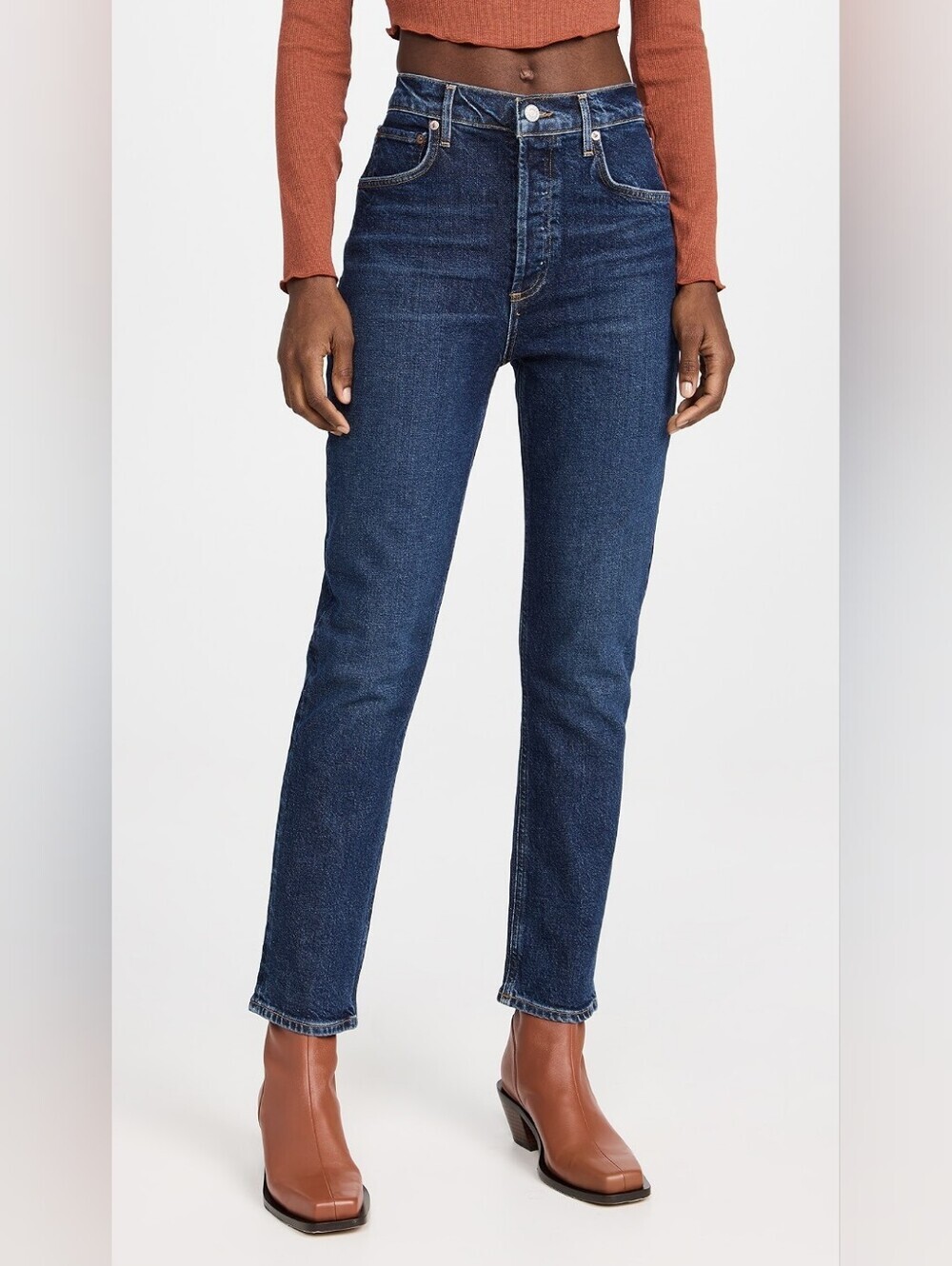 AGOLDE Riley Long High-Rise Straight Leg Women’s Jeans - Dark Wash